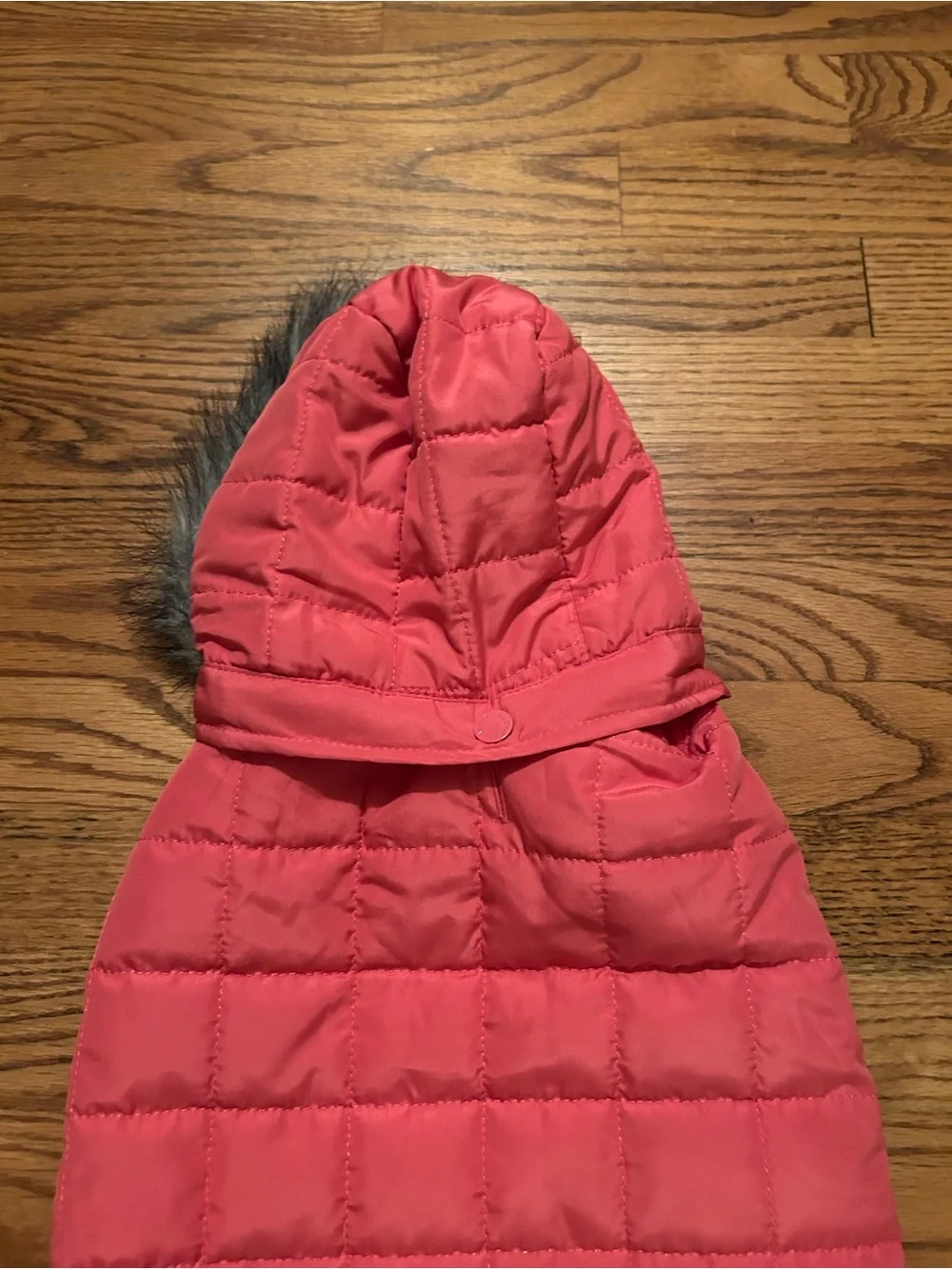 Martha Stewart Pets Dogs Sz L Quilted Pink Hooded Jacket W/ Faux Fur Trim